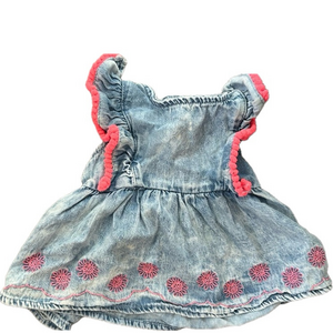4/20$ Little Lass Baby Light Blue Denim Top with Pink Accents size 6-9 months